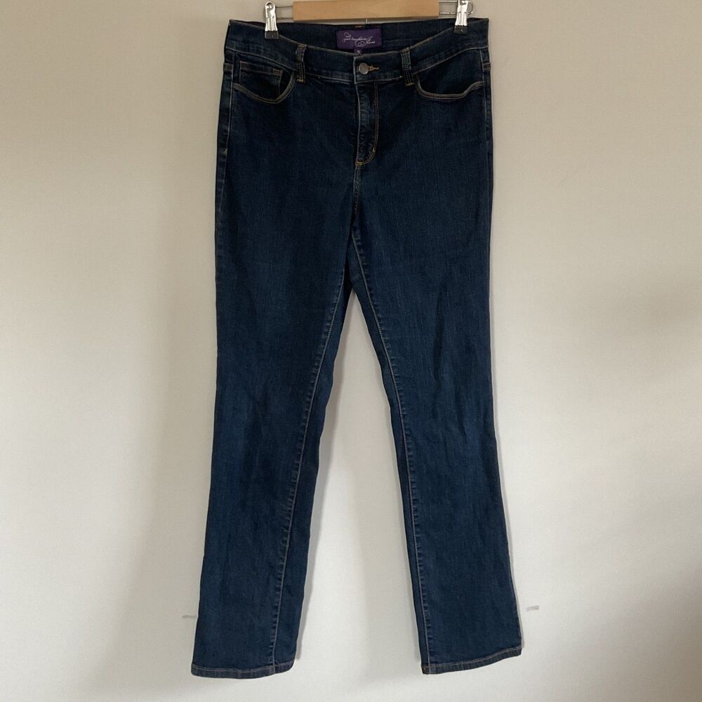 NYDJ Marilyn Straight Jeans Womens 10 Mid Rise Dark Wash